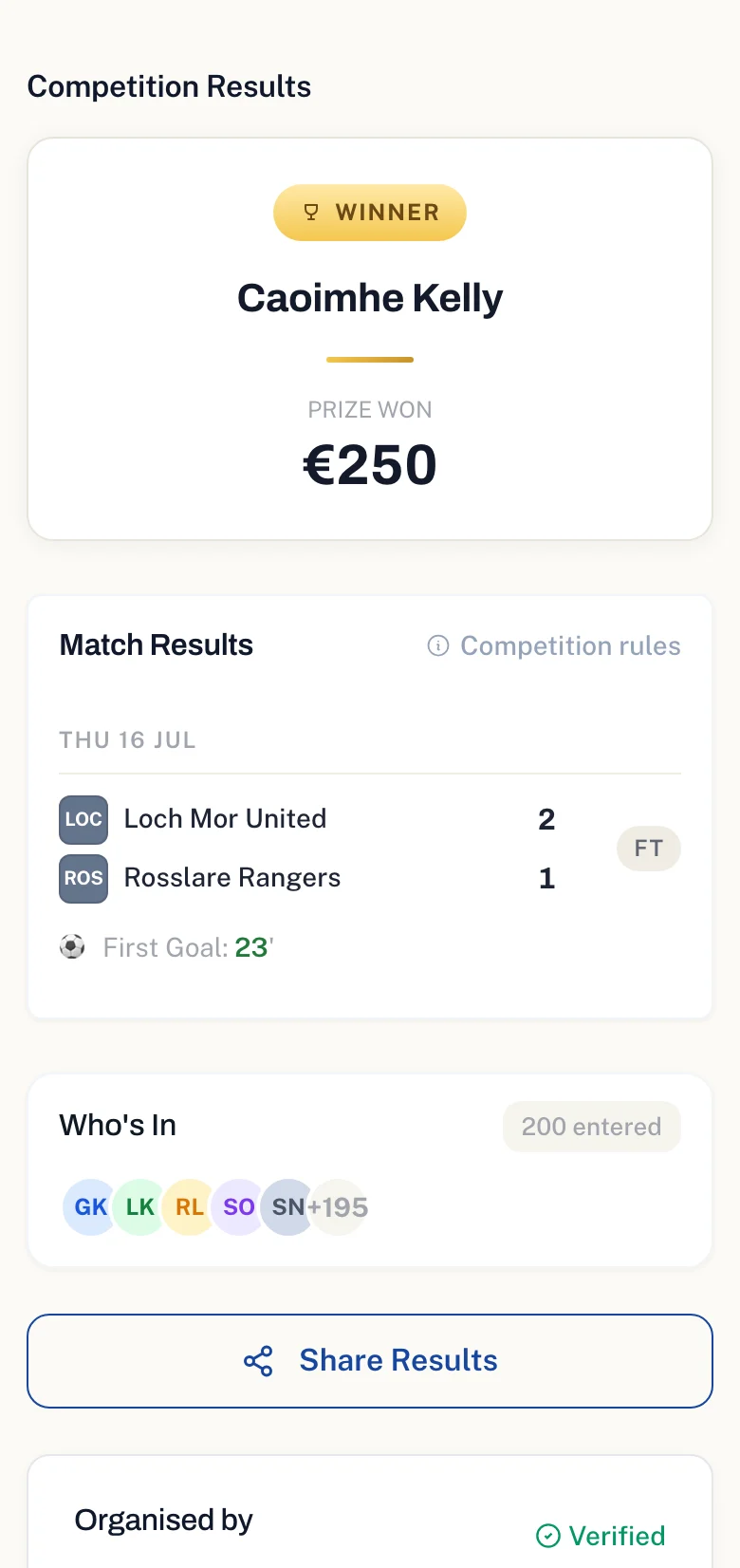 Result and winner