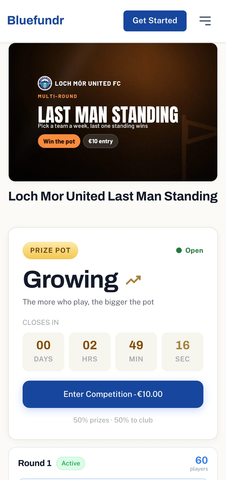 The supporter entry screen