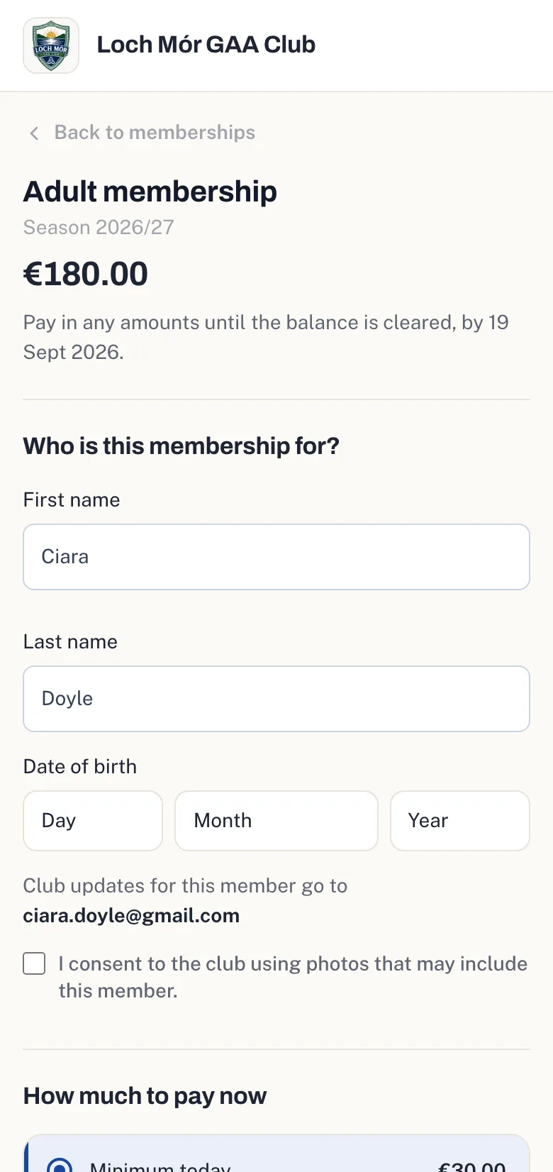 Register and pay