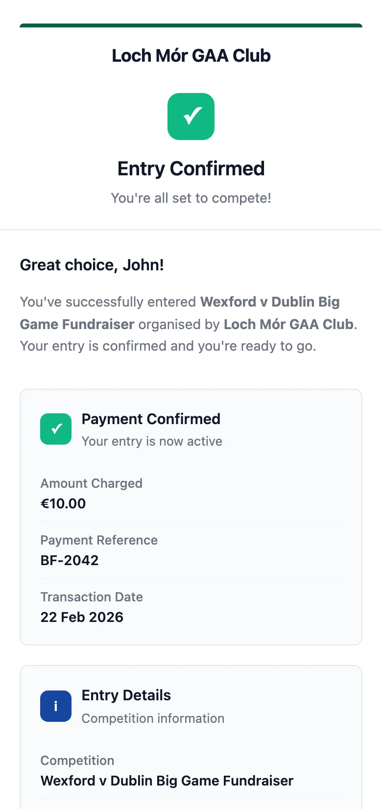 Confirmation email