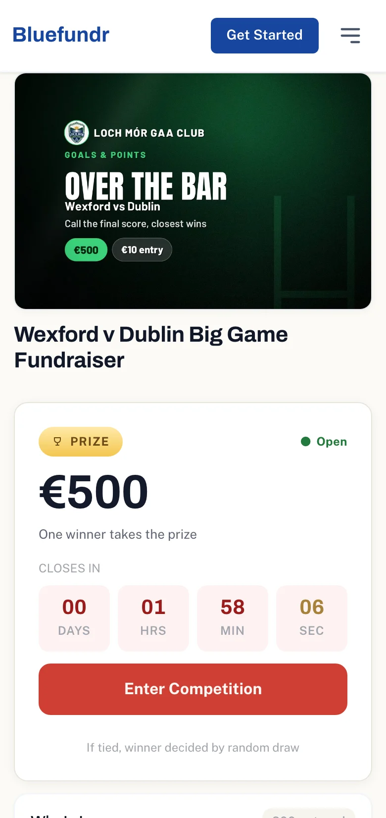 A live competition on a real fixture