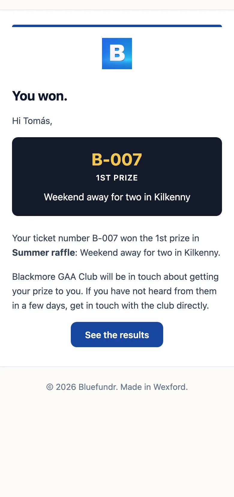 Winner email