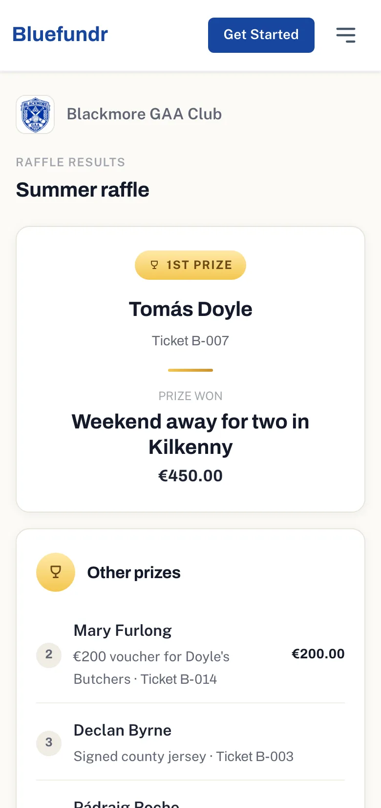 Draw results