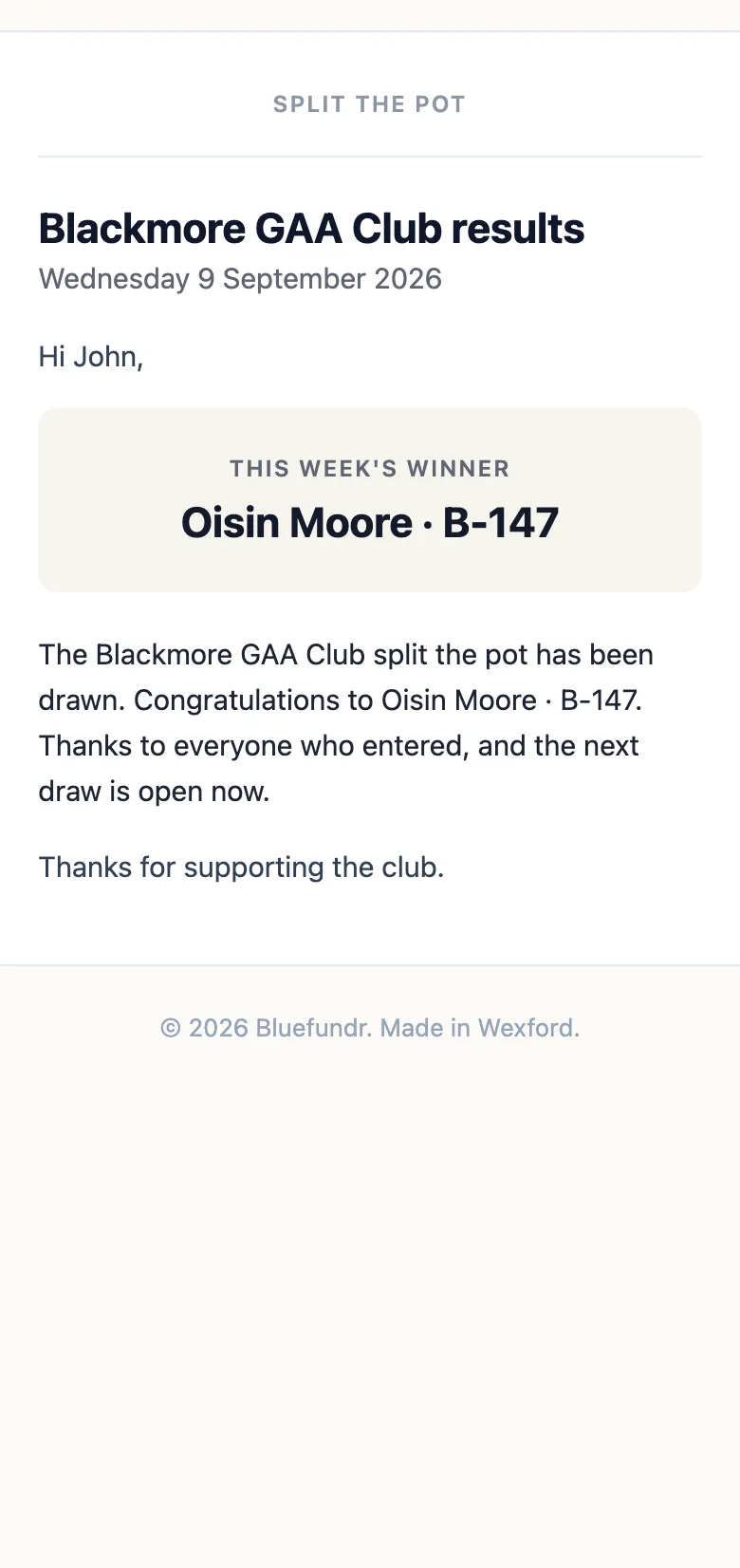 Result email