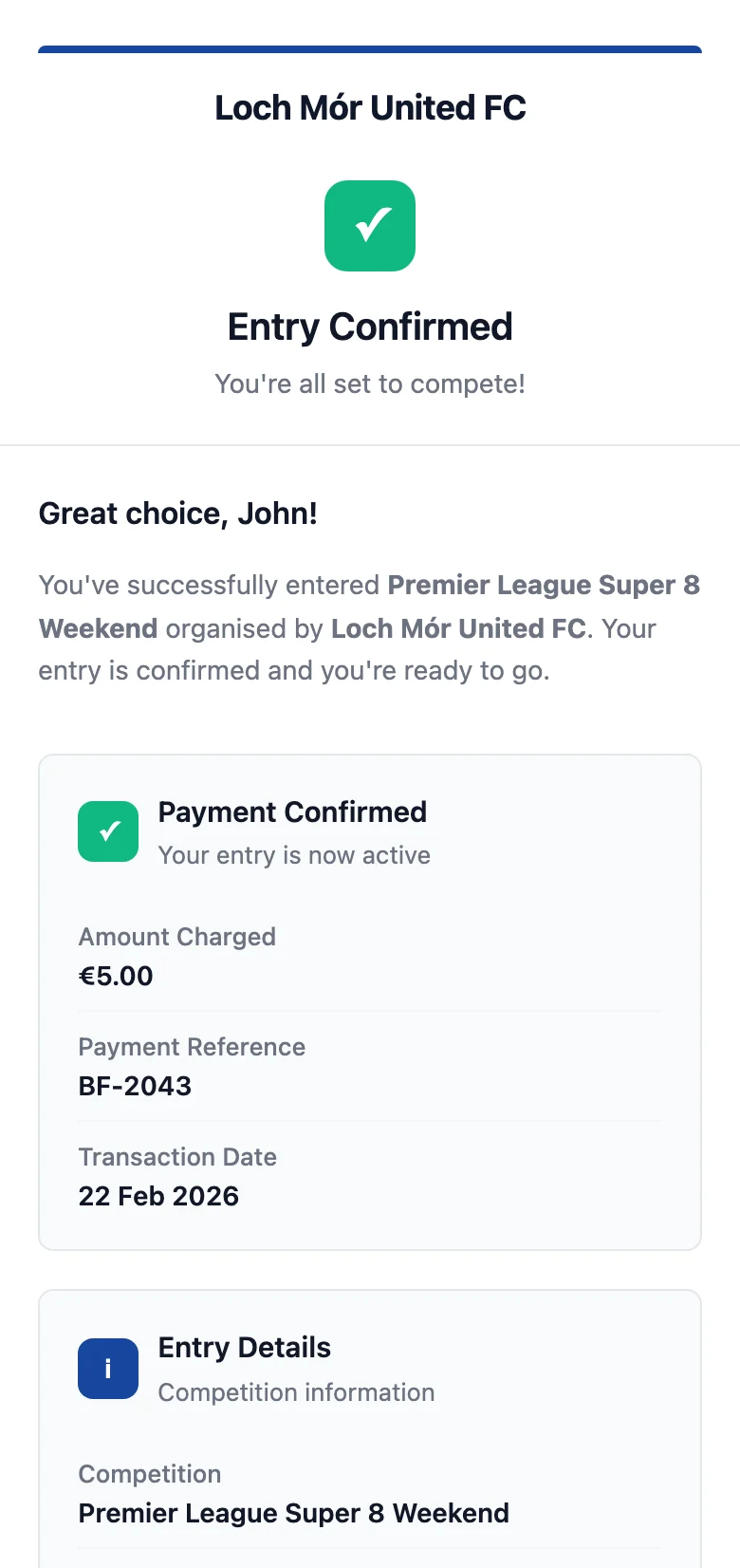 Confirmation email